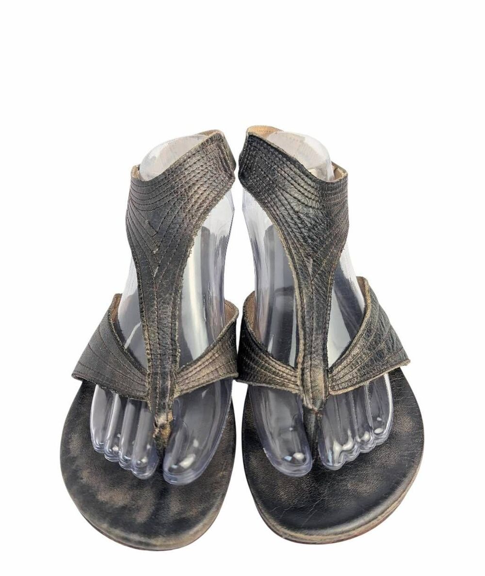 Bed Stu Cobbler Brown distressed leather ankle wrap thong sandals womens 8